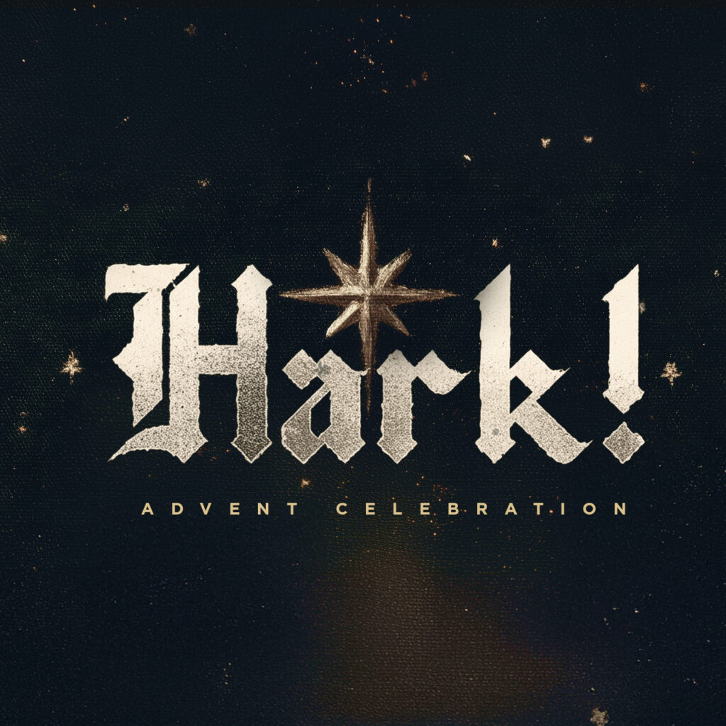 Hark advent celebration Christmas sermon series graphic with star of Bethlehem designed by Good News Pixels - Unlimited church graphic design
