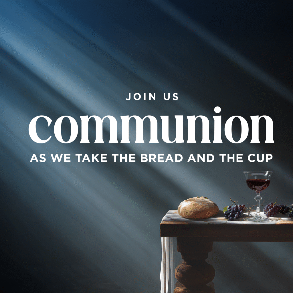 Church communion service graphic with bread wine and divine light rays designed by Good News Pixels - Unlimited church graphic design