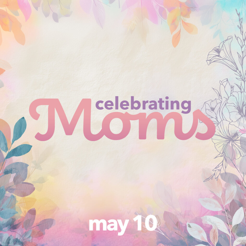 Mother's Day church graphic with soft watercolor floral design featuring the text 